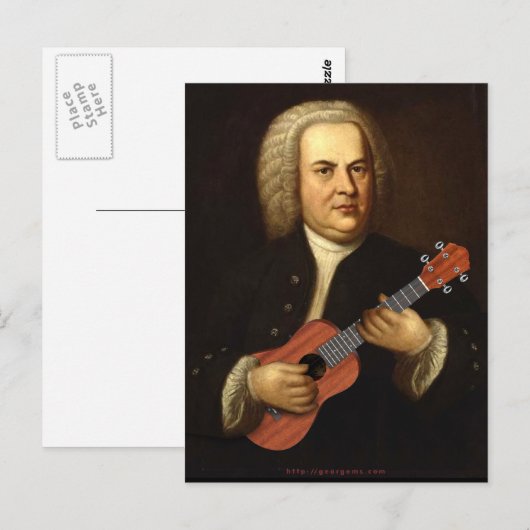 J.S. Bach op Uke Briefkaart (Voorkant / Achterkant)