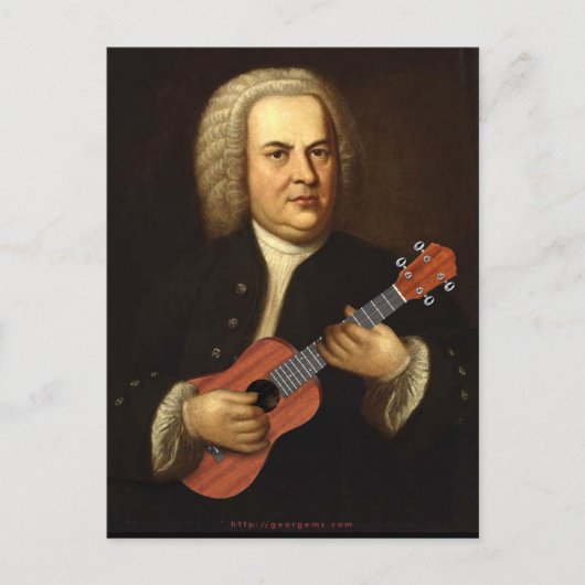J.S. Bach op Uke Briefkaart (Voorkant)