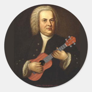 J.S. Bach op Uke Ronde Sticker