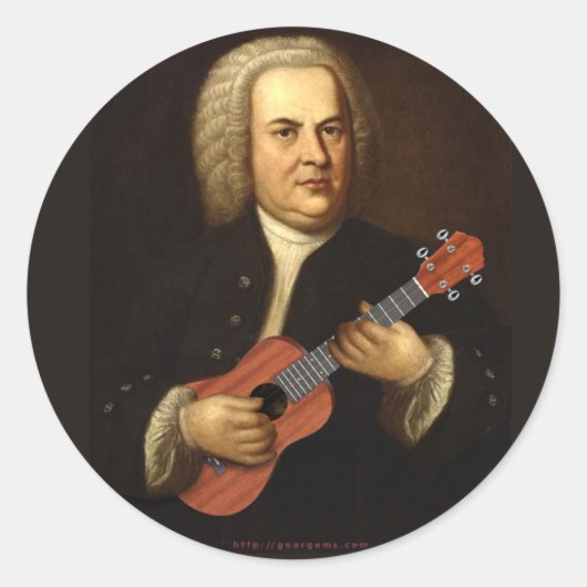 J.S. Bach op Uke Ronde Sticker (Voorkant)