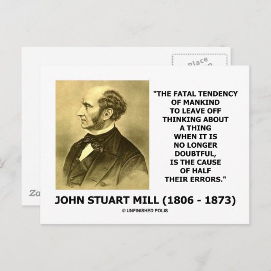 J.S. Mill fatale neiging veroorzaakt de helft van  Briefkaart (Voorkant / Achterkant)