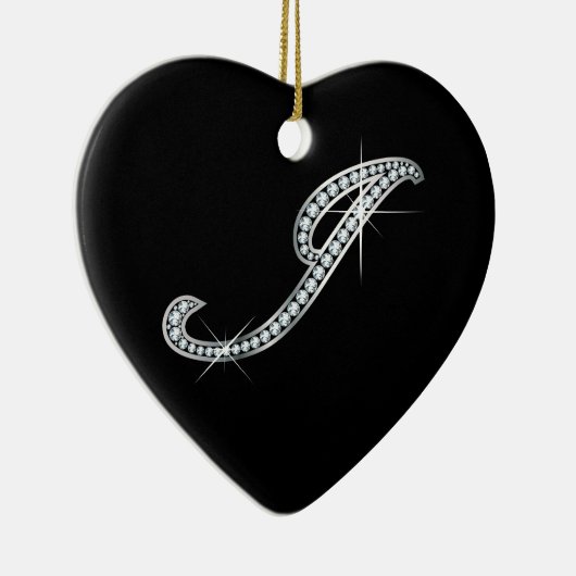 J script "Diamond Bling" Keramisch Ornament (Rechts)
