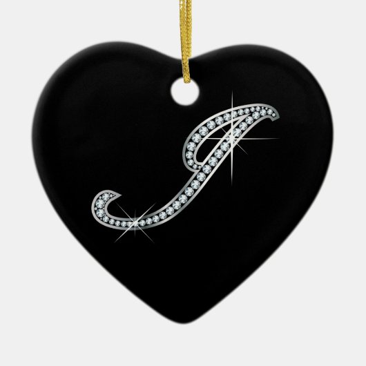 J script "Diamond Bling" Keramisch Ornament (Voorkant)