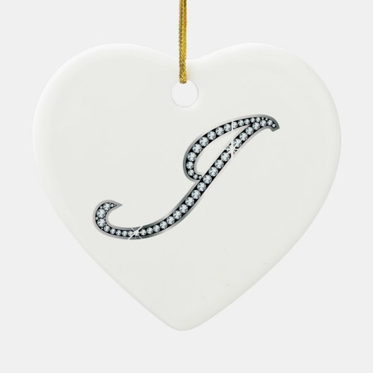 J script "Diamond Bling" Keramisch Ornament (Achterkant)