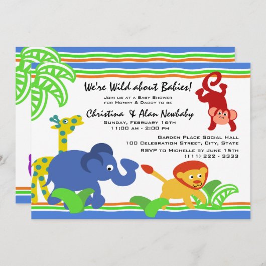 J staat voor Oerwoud Baby shower Kaart (Voorkant / Achterkant)