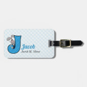 J voor Jackrabbit Boys Monogram in Blue Bagagelabel (Voorkant horizontaal)