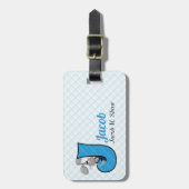 J voor Jackrabbit Boys Monogram in Blue Bagagelabel (Voorkant verticaal)