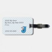 J voor Jackrabbit Boys Monogram in Blue Bagagelabel (Achterkant horizontaal)