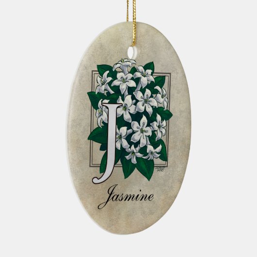 J voor Jasmine Flower Monogram Keramisch Ornament (Rechts)