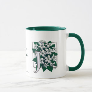 J voor Jasmine Flower Monogram Mok