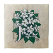 J voor Jasmine Flower Monogram Tegeltje (Voorkant)