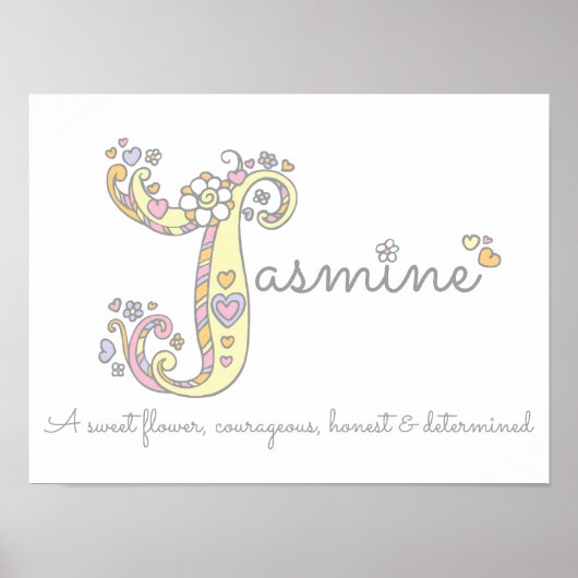 J voor Jasmine initiaal doedle art name betekent Poster (Voorkant)