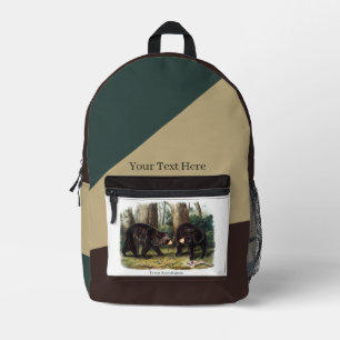 J.W. Audubon - Ursus Americanus Zwart Beer Bedrukte Rugzak