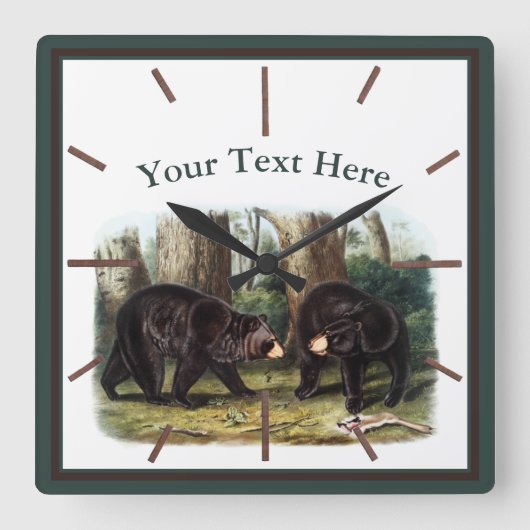 J.W. Audubon - Ursus Americanus (zwart Beer) Vierkante Klok (Voorkant)