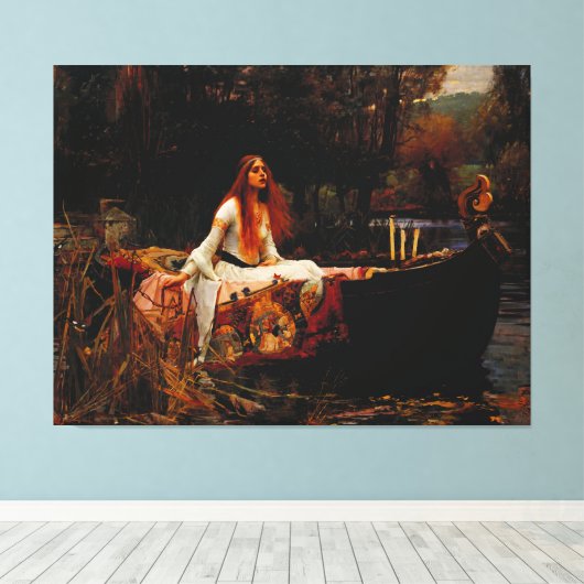 J. W. WATERHOUSE - DE DAME VAN SHALOTT - 1888 - CANVAS AFDRUK (Insitu (Houten vloer))