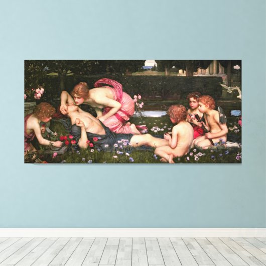 J. W. WATERHOUSE - DE OPNIEUWING VAN ADONIS - 1899 CANVAS AFDRUK (Insitu (Houten vloer))