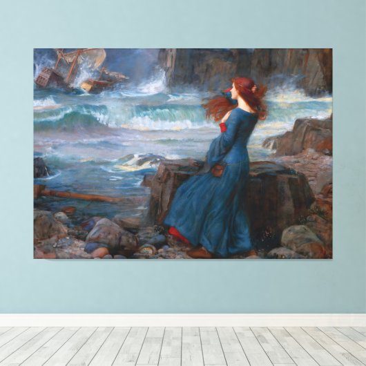 J.W. WATERHOUSE - MIRANDA (DE TEMPEST) - 1916 - CANVAS AFDRUK (Insitu (Houten vloer))