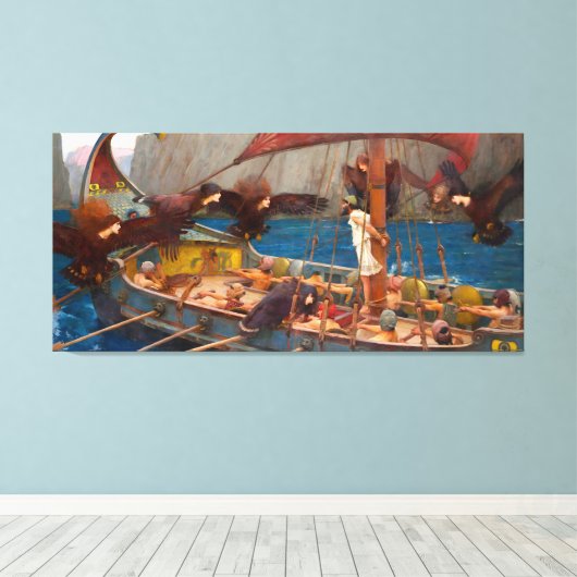 J. W. WATERHOUSE - ODYSSEUS EN DE SIRENES - 1891 - CANVAS AFDRUK (Insitu (Houten vloer))