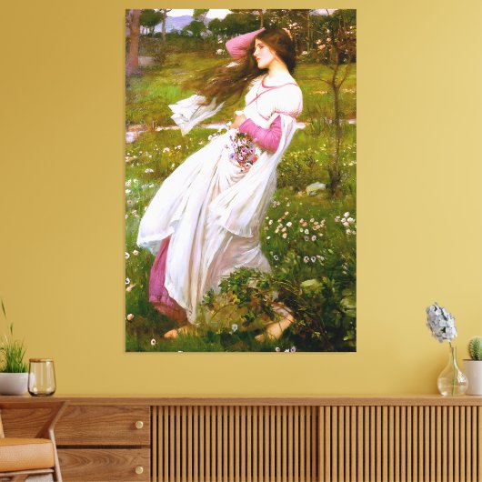 J. W. WATERHOUSE - WINDENDE BLOEMEN (WINDGEVOERD)  CANVAS AFDRUK (Insitu (Woonkamer))