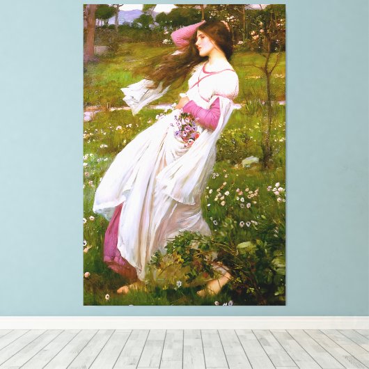 J. W. WATERHOUSE - WINDENDE BLOEMEN (WINDGEVOERD)  CANVAS AFDRUK (Insitu (Houten vloer))