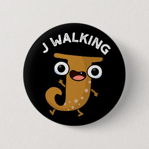 J Wandelen Grappig alfabet Pun Dark BG Ronde Button 5,7 Cm