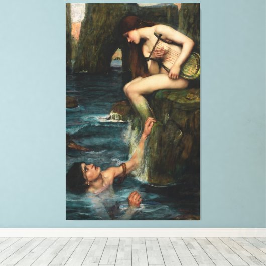 J. WATERHOUSE - DE SIRENE - 1900 - Pre-Raphaeliete Canvas Afdruk (Insitu (Houten vloer))