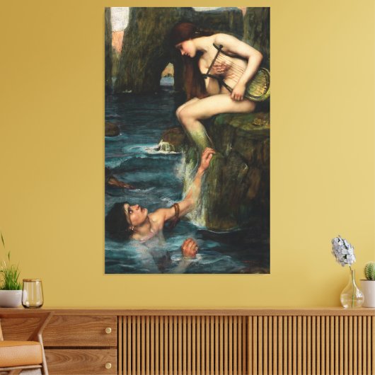 J. WATERHOUSE - DE SIRENE - 1900 - Pre-Raphaeliete Canvas Afdruk (Insitu (Woonkamer))