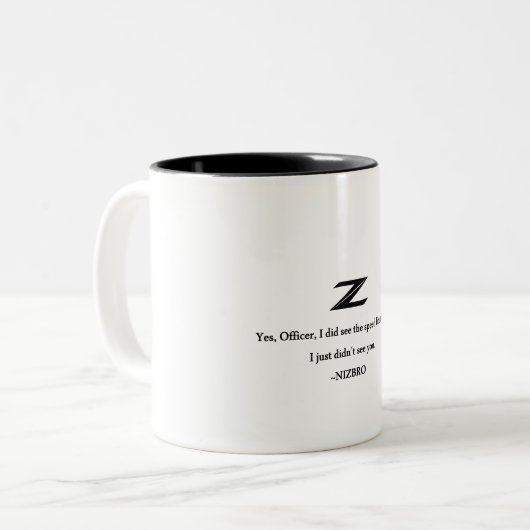 Ja, agent ik heb je gezien. tweekleurige koffiemok (Voorkant links)