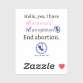 Ja baarmoeder, ja mening sticker (Vel)