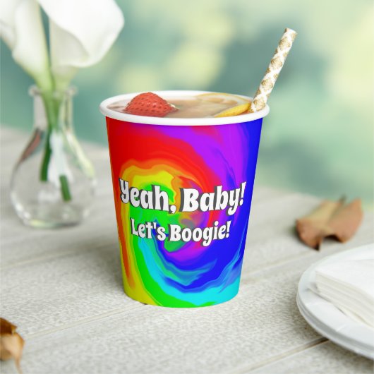 Ja, Baby! Laten we Boogie Vibrant Swirl verjaardag Papieren Bekers (Insitu)