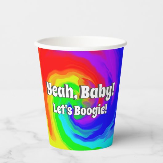 Ja, Baby! Laten we Boogie Vibrant Swirl verjaardag Papieren Bekers (Voorkant)
