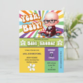 Ja Baby Retro Baby shower Kaart (Staand voorkant)