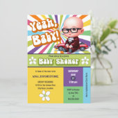 Ja Baby Retro Baby shower Kaart (Staand voorkant)