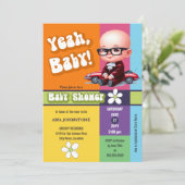 Ja Baby Retro Baby shower Kaart (Staand voorkant)