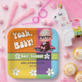 Ja Baby Retro Baby shower Papieren Bordje (Feest)