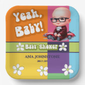 Ja Baby Retro Baby shower Papieren Bordje (Voorkant)