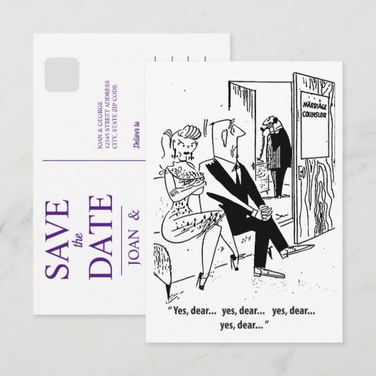 Ja Beste, Humor, Huwelijksadviseur, Grappig Save The Date (Voorkant / Achterkant)