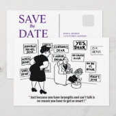 Ja Beste, Zwarte en Witte Cartoon Humor, Save The Date (Voorkant / Achterkant)