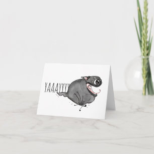 JA! Black Pug Zoomies Card Kaart