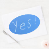 Ja Blauw Ovale Sticker (Envelop)