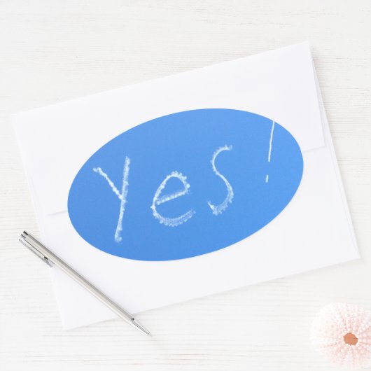 Ja Blauw Ovale Sticker (Envelop)