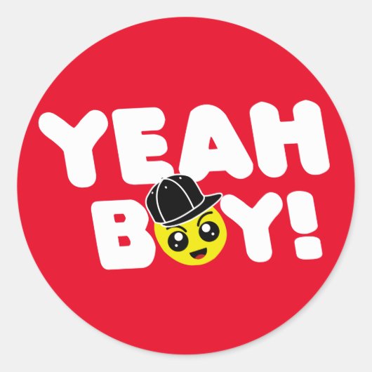 Ja Boy Emoji Face Bashin Bros Gamer Ronde Sticker (Voorkant)