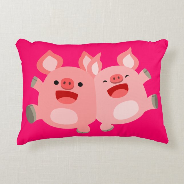 JA! Cartoon varkens Accent Pillow Decoratief Kussen (Voorkant)