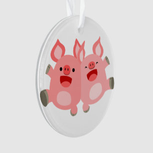 JA! Cartoon Varkens Acrylhoudend Ornament