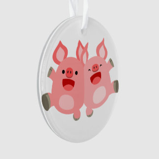 JA! Cartoon Varkens Acrylhoudend Ornament