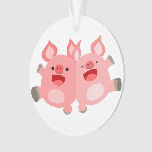 JA! Cartoon Varkens Acrylhoudend Ornament (voorkant)