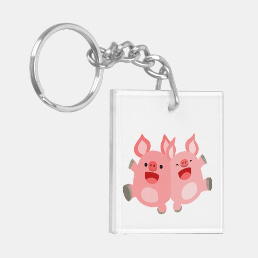 JA! Cartoon Varkens AcrylSleutelhanger Sleutelhanger (Voorkant Links)