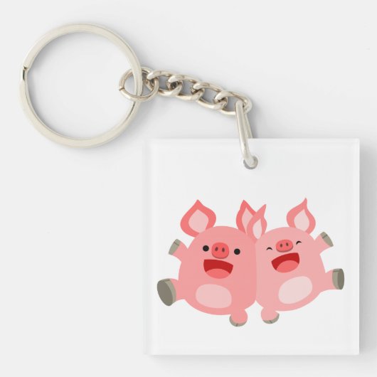 JA! Cartoon Varkens AcrylSleutelhanger Sleutelhanger (Voorkant)