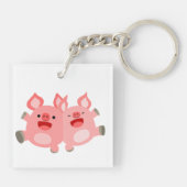 JA! Cartoon Varkens AcrylSleutelhanger Sleutelhanger (Achterkant)