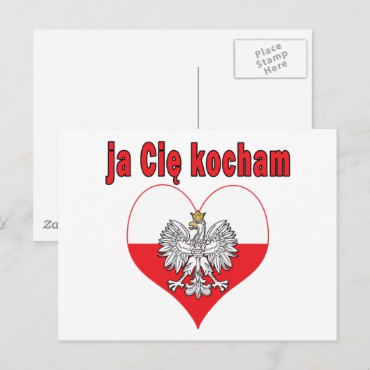 ja Cie kocham Eagle Heart Briefkaart (Voorkant / Achterkant)
